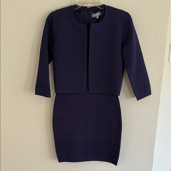 Neiman Marcus Navy Blue Women's Dress and matching cardigan - Picture 1 of 11